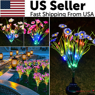 #ad Solar Garden Lights LED Flower Stake Lamp Outdoor Yard Waterproof Patio Decor $10.89