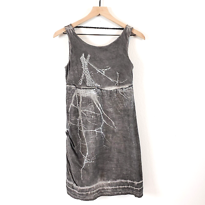 #ad Attrattivo Sleeveless SIZE 4 SMALL Black Gray Silk Blend Summer Dress V Back $16.00