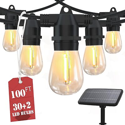 #ad S14 100 FT Solar Powered LED String Outdoor Lights Waterproof amp; Shatterproof $75.59