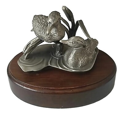 #ad Vintage Fine Pewter Duck Figurine Sculpture Signed By Irving Burgues 1976 $89.99