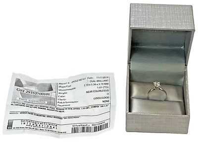 #ad 1CT GSI Certified Natural Diamond 14K White Gold Solitaire Ring Engagement sz6.5 $1615.00