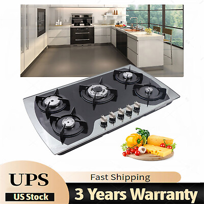 USA 5 Burners Gas Stove 35.4quot; Built In Gas Cooktop Natural Gas Propane Stainless $177.65