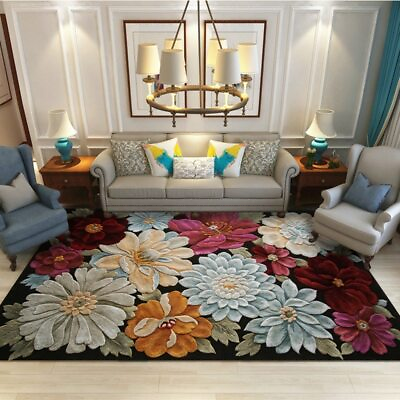 #ad Flowers Printing Carpets Floor Mat Living Room Rugs Kitchen Bathroom Anti Skid $181.12
