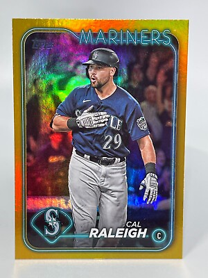 #ad 2024 Topps Series 1 CAL RALEIGH Seattle Mariners #122 Gold Foil QTY $1.99