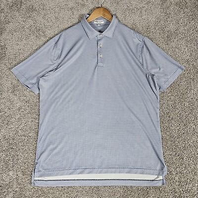 #ad Peter Millar Shirt Men#x27;s Large Navy Golf Polo Summer Comfort Geometric Stretch $42.88