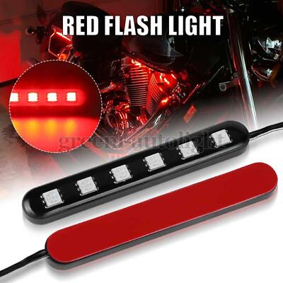 #ad 2X 3inch Red 6 LED Light Motorcycle Tail Brake Signal Flash Strobe Light Strip $10.59