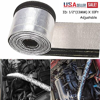 #ad Metallic Heat Shield Sleeve 1 2quot; 10Ft Insulated Wire Hose Cover Wrap Loom Tube $23.75