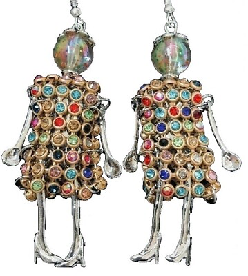 #ad US Seller Betsey Johnson Crystal Doll Gold Dangle Earrings Fashion Jewelry $15.96