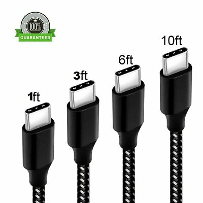 #ad 10FT Aluminium USB C Type C 3.1 Data Sync Charging Cable S8S9 Nylon Braided $6.98