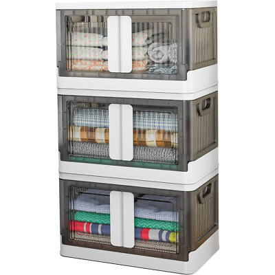 #ad #ad 3 6 Stackable Storage Bins Closet Organizer Plastic Container Box Wheels $49.95