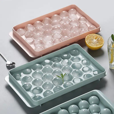 #ad DIY Round Ice Cube Ball Maker PP Tray Silicone Sphere Mold Bar Whiskey Cocktails $5.99