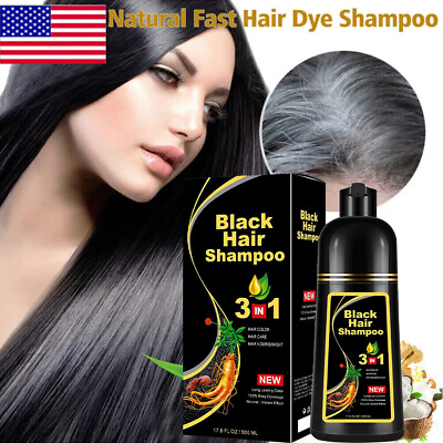 #ad Natural Black Hair Dye Shampoo for Women Magic Instant 3 in 1 Hair Color Shampoo $19.99