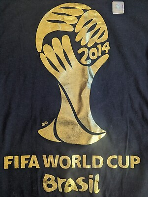 #ad Vintage Fifa World Cup 2014 Brazil Black Youth t shirt size medium $15.89