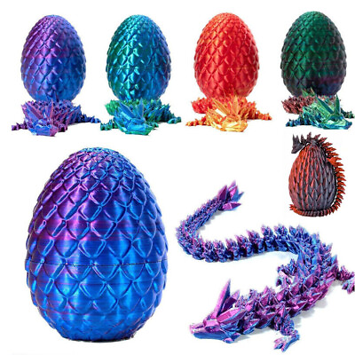 #ad 3D Printed Dragon Egg with 12quot; Flexible Dragon Fidget Toy Figurine Decor Gift US $18.39