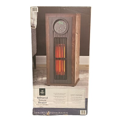 #ad Member#x27;s Mark 23quot; 3 Element Infrared Wood Tower Heater with UV LED Light $74.99