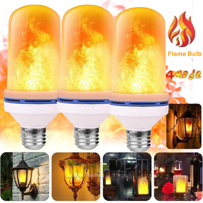 #ad 1 3Pack Flickering Bulb LED Flame Light E27 Bulbs Light Bulbs Gas Flames Outdoor $10.77