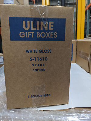 #ad Uline Gift Boxes 9 x 4 x 4quot; White Gloss 100 Boxes Case S 11610 $15.00