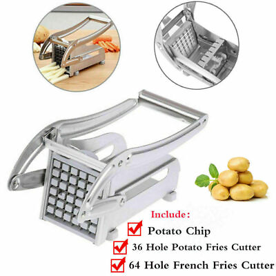 #ad Stainless Steel French Fry Cutter Potato Vegetable Slicer Chopper Dicer 2 Blade $12.95