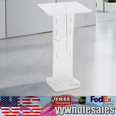 NEW Acrylic LED Podium Conference Pulpit Plexiglass Transparent Lectern 43.3in $182.40