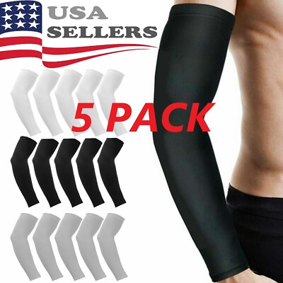 #ad 5 Pairs Cooling Arm Sleeves Cover UV Sun Protection Sports Outdoor For Men Women $5.98
