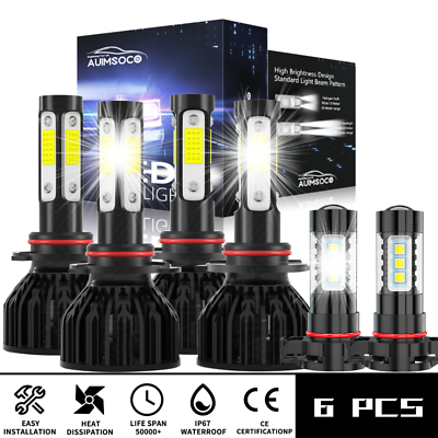 #ad LED Headlights Fog bulb Light Combo For Chevy Silverado 1500 2500HD 2007 2015 $54.99