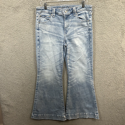 #ad American Eagle Jeans Womens 14 Blue Denim Festival Flare Light Wash Stretch Boho $31.88