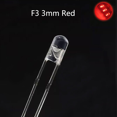 #ad F3 3mm White Hair Red Red light Edgeless Round Superbright LED Light LED Lamp $14.38