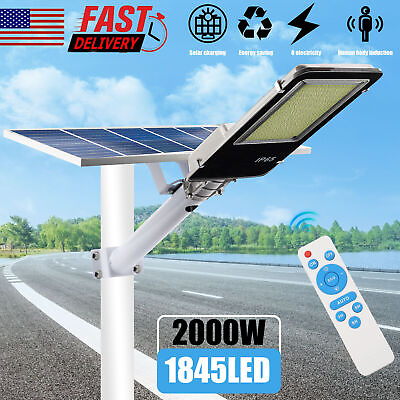 #ad Outdoor Commercial 2000W LED Solar Street Light IP65 Dusk to Dawn Road LampPole $109.99