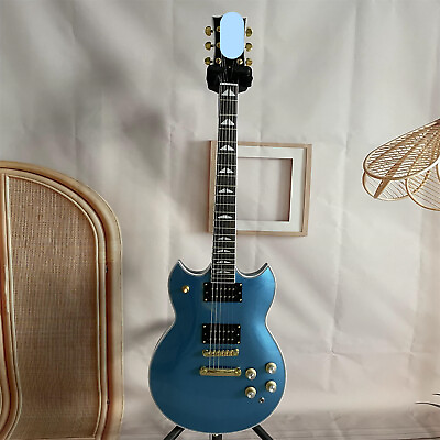 #ad Custom Bule Yamaha Electric Guitar Black Fretboard Gold Parts Solid Body 2H $264.10