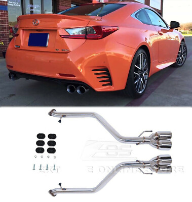 #ad Axle Back Quad Tips Exhaust For 15 20 Lexus RC200t RC300 RC350 Muffler Delete $289.98