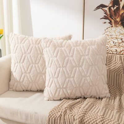 #ad Summer Pillow Covers 18x18 Plush Short Wool Velvet Square Luxury Cushion Cas... $22.58