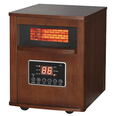 #ad Comfort Glow Infrared Heater 5100 BTU Portable Wheeled with Remote Walnut $209.00
