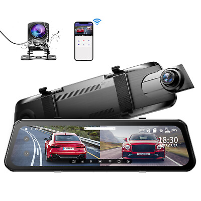 #ad 2K1080P LD2K Mirror Dash Cam 2.5K Front＆Rear Car Cameras 10quot; Full Touch Screen $109.99