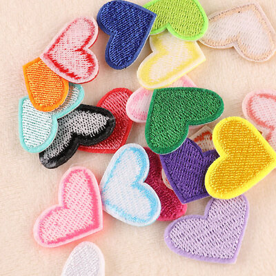 #ad 20pcs lot Love Heart Iron On Patches Sewing On Embroidered Clothes Sticker C $2.35