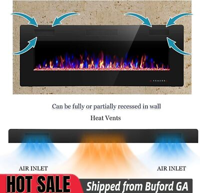 #ad 50 inch 750 1500W Recessed and Wall Mounted Electric Fireplace from Buford GA $210.00