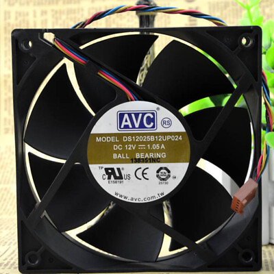 #ad AVC DS12025B12UP024 12V 1.05A 12cm 4 wire PWM Speed Regulation Cooling Fan $28.00