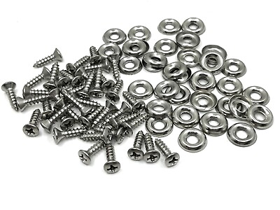 #ad 40pcs GM stainless Philips oval trim sheet metal screws amp; cup washers #8 x 5 8” $10.75