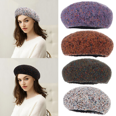 #ad Women Ladies Wool Autumn Hats French Beret Girls Winter Cute Plain Beret Hat Cap $16.79