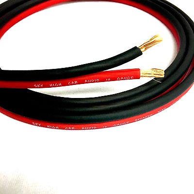 #ad TRUE 10 Ga OFC AWG By The Foot RED BK Sky High Car Audio Speaker Wire Home Audio $2.14