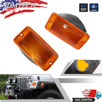 #ad #ad Amber Front Turn Signal Parking Lights Housings For Jeep 1997 2006 Wrangler TJ $13.29