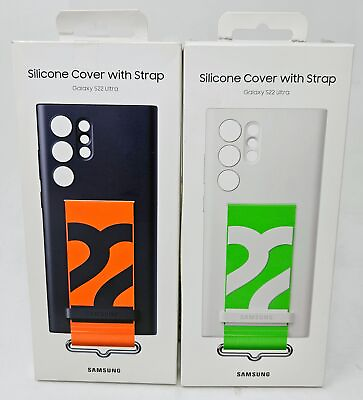 #ad Samsung Silicone Cover w Strap for Galaxy S22 Ultra Original Case EF GS908 $22.99