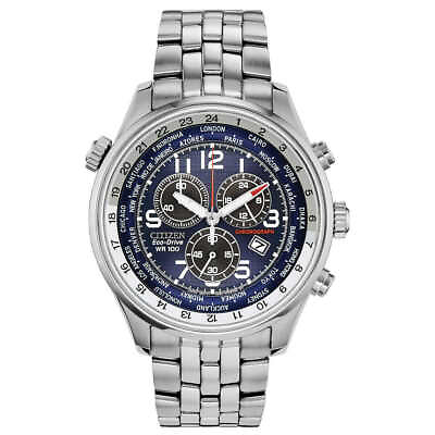 #ad Citizen AT0361 57L Brycen Eco Drive World Time Chronograph Men#x27;s Watch $475 NEW $416.59