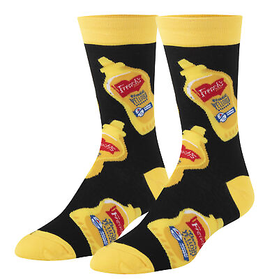 #ad Crazy Socks French#x27;s Mustard Funny Socks for Men Women Fun Crew Print Large $9.99