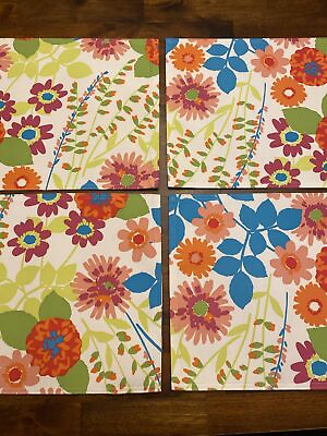 #ad Set of 4 Colorful Floral Print Covers a Placemats Reversible 13”x18” NWOT $15.99