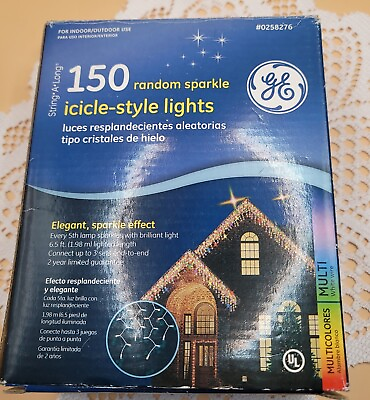 #ad GE String Along Random Sparkle Color Icicle Style Lights 150 Count $24.99