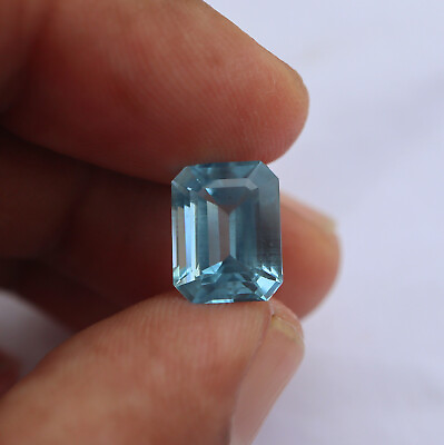#ad 4 Carats 10.8x8.4 MM Natural Blue Aquamarine Octagon Cut For Ring Jewellery $262.99