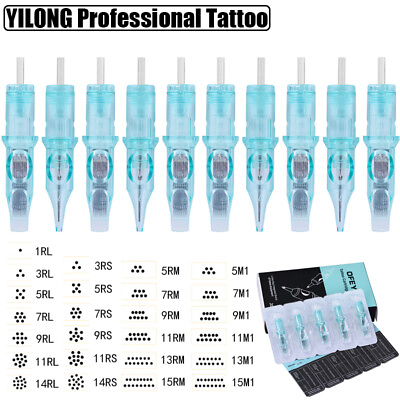 #ad #ad 10 100Pcs Professional Blue Tattoo Cartridge Needles Shader Sterile RL RS RM M1 $7.18