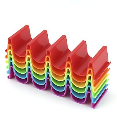 #ad Taco Holder Stand Set of 6 Colorful Taco Holder Plate Wave Shape Taco Tray Ta... $12.01