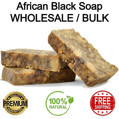 #ad Raw African Black Soap Organic 100% Pure Natural Unrefined Ghana Wholesale Bulk $5.95