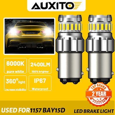#ad 2X AUXITO 1157 2057 White LED Stop Turn Signal Brake Tail Light Bulbs BAY15D $11.59